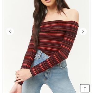 Striped Off the Shoulder Sweater